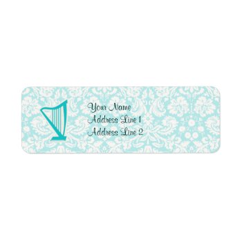 Teal Harp Label by MusicPlanet at Zazzle