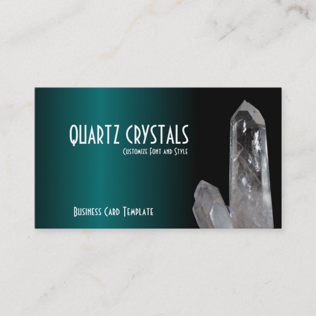 Teal Healing Crystals  - Quartz Crystals Business Card (Front)