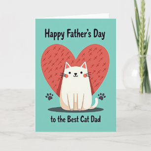 Teal Heart Best Cat Dad Card