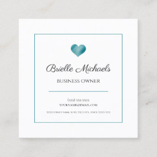 Teal Heart Business Owner Square Business Card