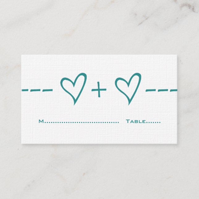 Teal Heart Equation Place Card (Front)