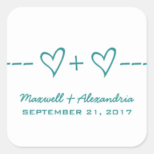 Teal Heart Equation Wedding Stickers