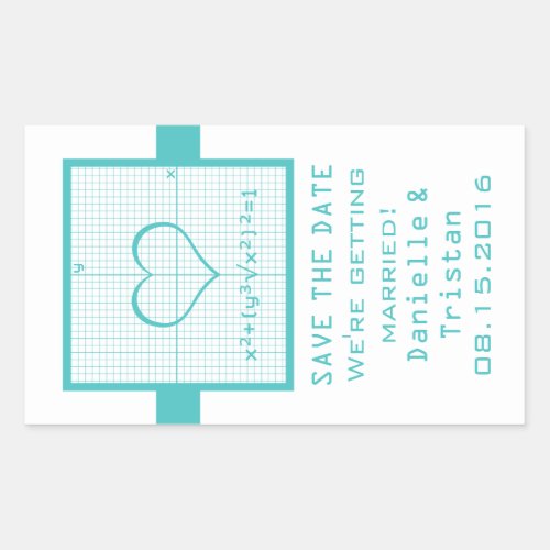 Teal Heart Math Graph Save the Date Stickers