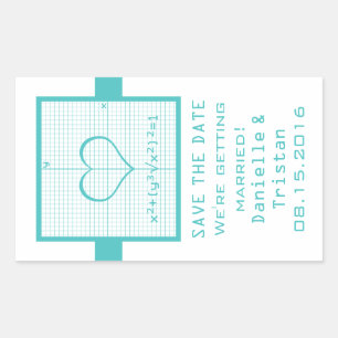 Teal Heart Math Graph Save the Date Stickers