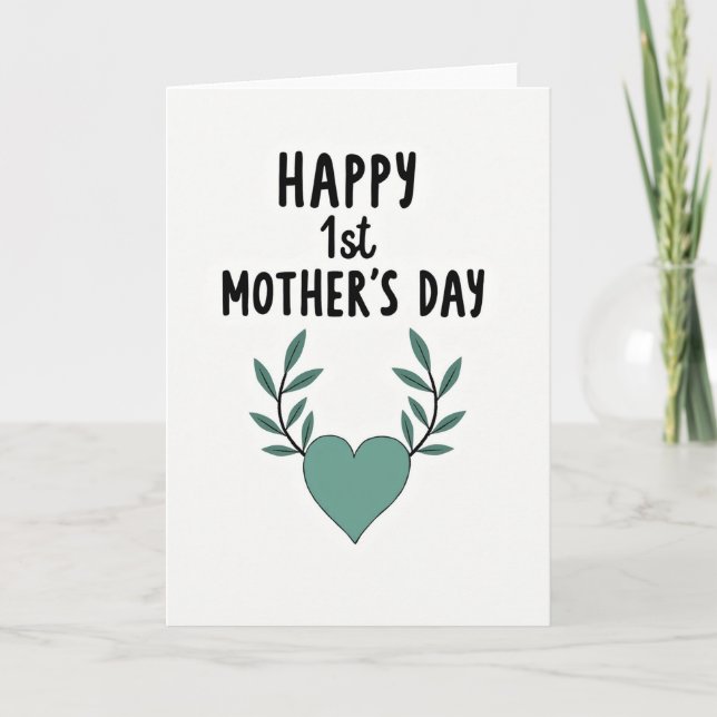 Teal Heart Mothers Day Art Card (Front)