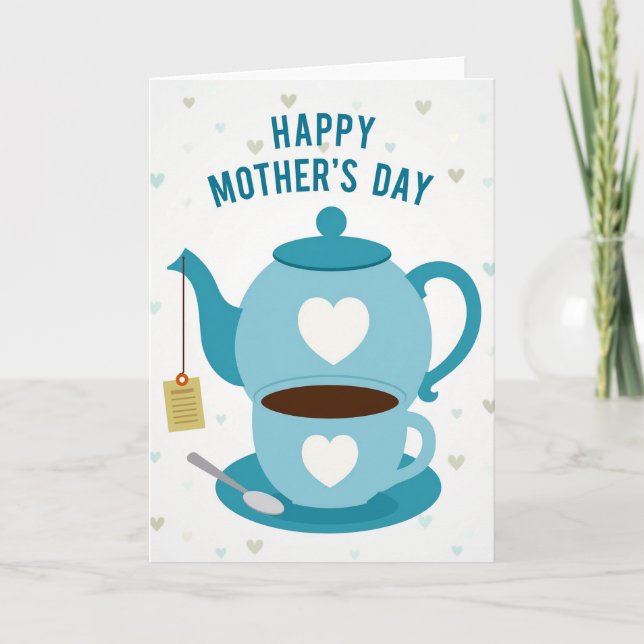 Teal Heart Mothers Day Card (Front)