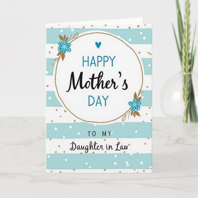 Teal Heart Mothers Day Wish Card (Front)