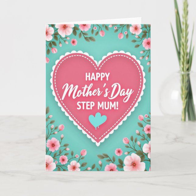 Teal Heart Mothers Love Card (Front)