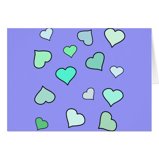 Teal Heart Pattern Cards (Front Horizontal)