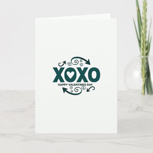 Teal Heart Pattern Valentines Card (Front)