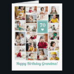 Teal Heart Photo Collage Birthday Grandma Big Card<br><div class="desc">Wish grandma a happy birthday with this jumbo photo collage birthday card to which you can add 19 photos of the grand kids,  and grandmas age in big white letters against a light teal background with a white heart.</div>