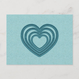 Teal Heart Ripple Postcard