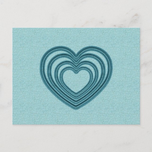 Teal Heart Ripple Postcard (Front)