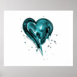 Teal Heart Watercolor Poster at Zazzle