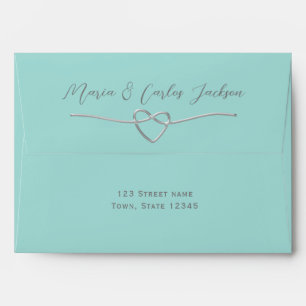 Teal Heart Wedding Envelope