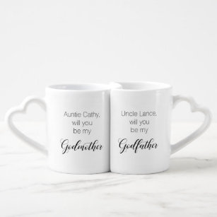Teal Heart Will You Be My Godmother Godfather Coffee Mug Set