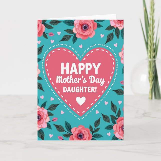 Teal Heartfelt Mothers Card (Front)