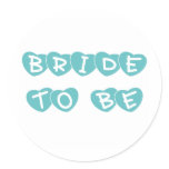 Teal Hearts Bride to Be Classic Round Sticker