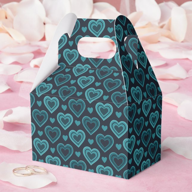 Teal Hearts Favor Boxes (Wedding)