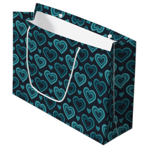 Teal Hearts Large Gift Bag