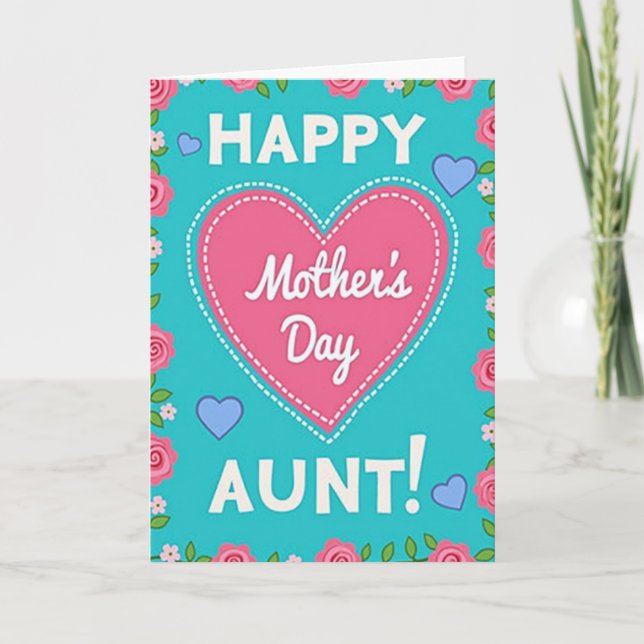 Teal Hearts Mothers Day Graphic Card (Front)