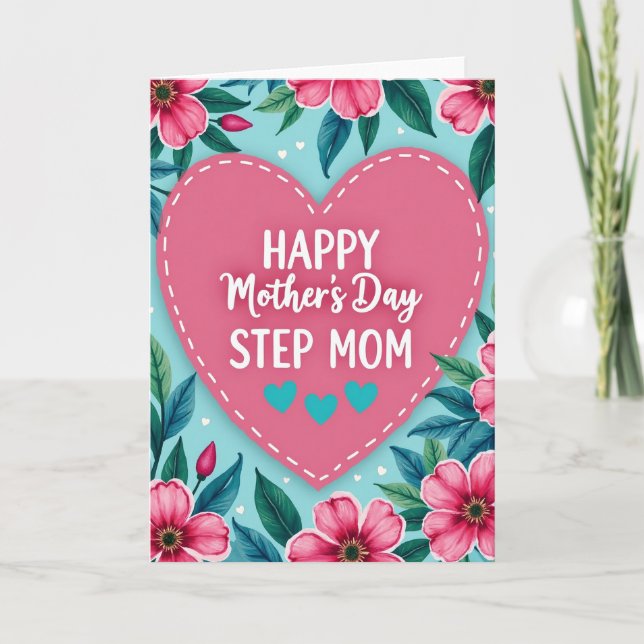 Teal Hearts Mothers Day Love Card (Front)