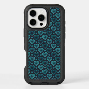 Teal Hearts iPhone 16 Pro Max Case