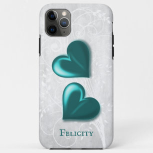 Teal Hearts Personalized Case-Mate iPhone Case