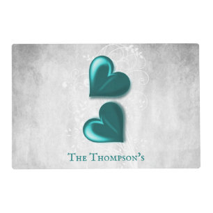 Teal Hearts Personalized Placemat