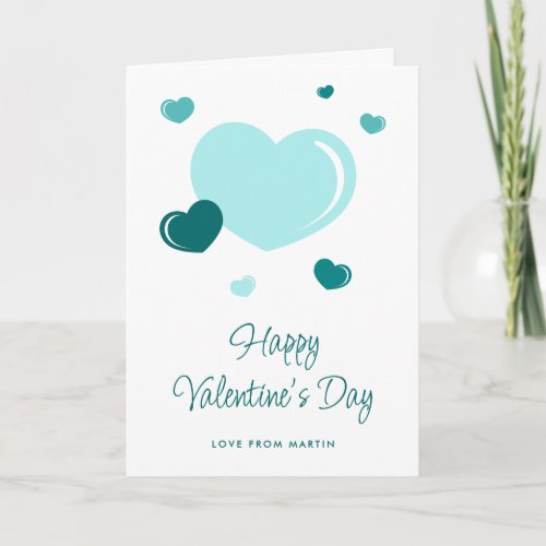 Teal Hearts Photo Happy Valentines Day Card