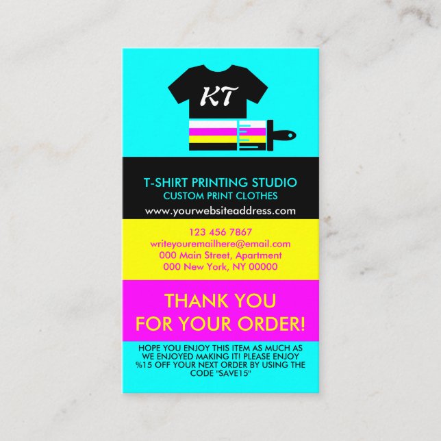 Teal Heat Transfer Vinyl Clothing Washing Business Card (Front)