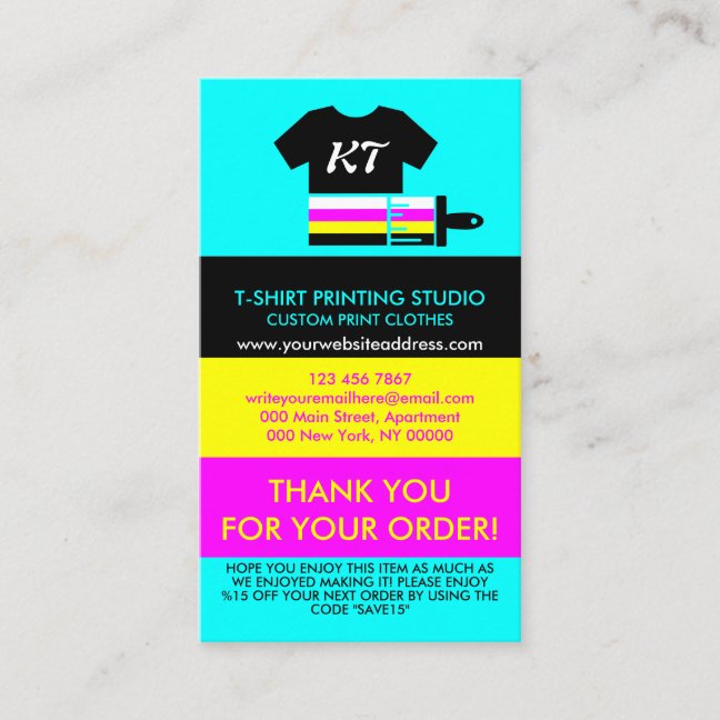 Teal Heat Transfer Vinyl Clothing Washing Business Card