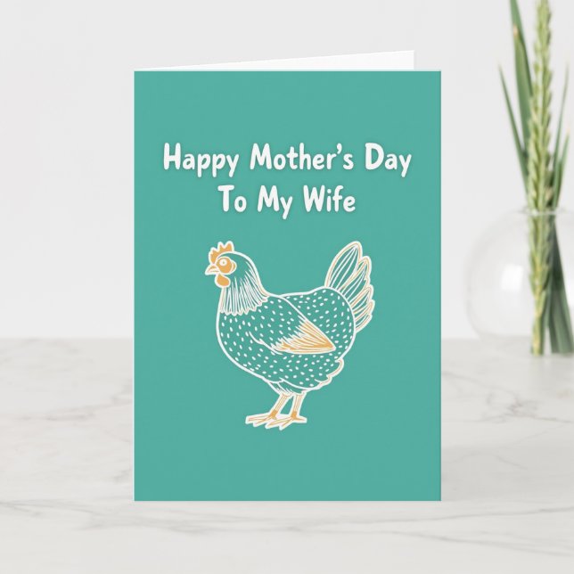 Teal Hen Happy Mothers Day Card (Front)