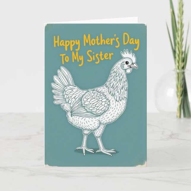 Teal Hen Mothers Day Card (Front)