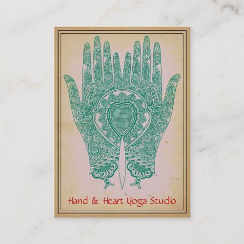 Teal Henna Hands Yoga Studio Business Card