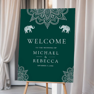 Teal Henna Indian Wedding Welcome Sign