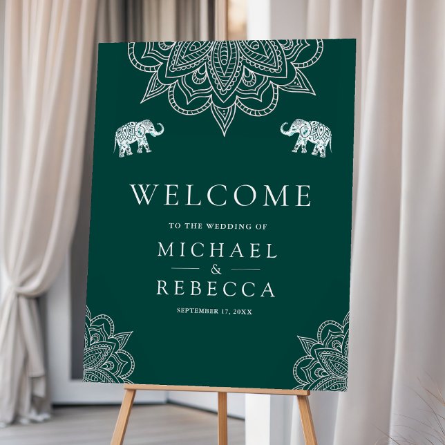 Teal Henna Indian Wedding Welcome Sign (Creator Uploaded)