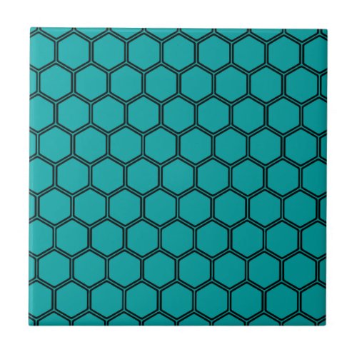 Teal Hexagon 3 Ceramic Tile