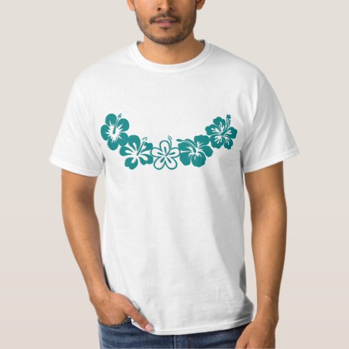 Teal Hibiscus Lei Hawaii Souvenirs T_Shirt