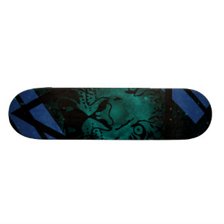 Teal Hipster Tiger Nebula with Black Triangle Skateboard