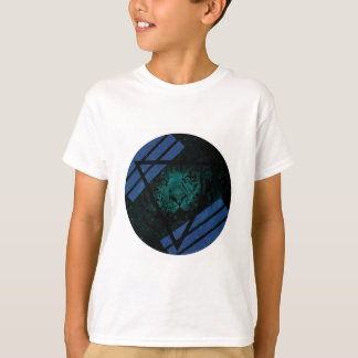 Teal Hipster Tiger Nebula with Black Triangle T-Shirt