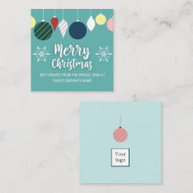 teal holiday square business card