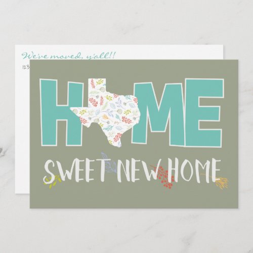 Teal Home Sweet New Home _ Texas Announcement