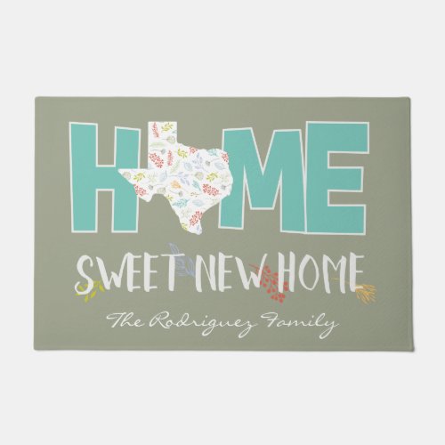 Teal Home Sweet New Home _ Texas Doormat