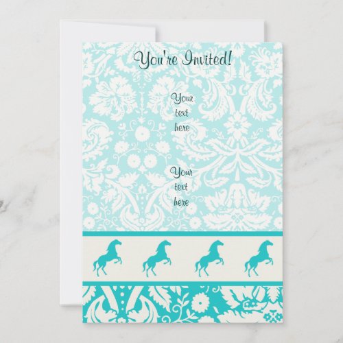 Teal Horse Personalized Invites