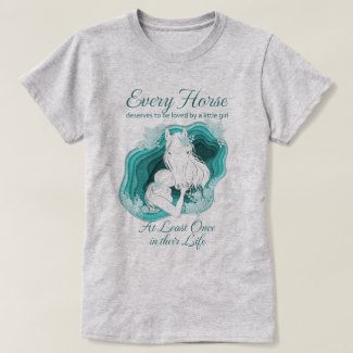 Teal Horse Lover - Little Girls and Horses T-Shirt