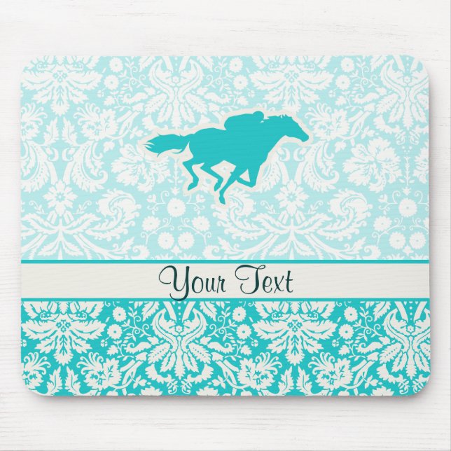Teal Horse Racing Mouse Pad (Front)