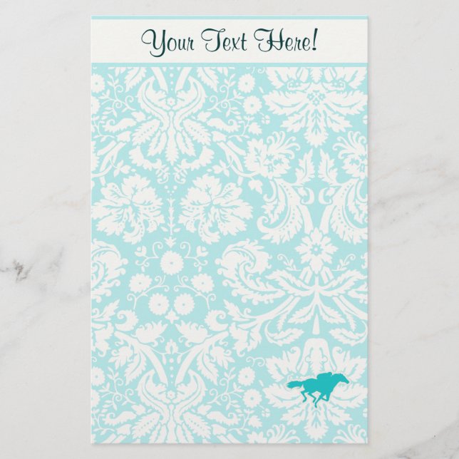 Teal Horse Racing Stationery (Front)