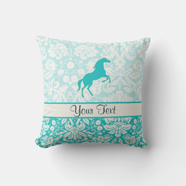 Teal Horse Throw Pillow (Front)