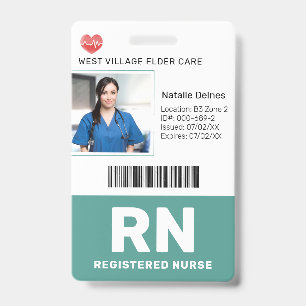 Teal   Hospital Medical Employee Photo ID Badge